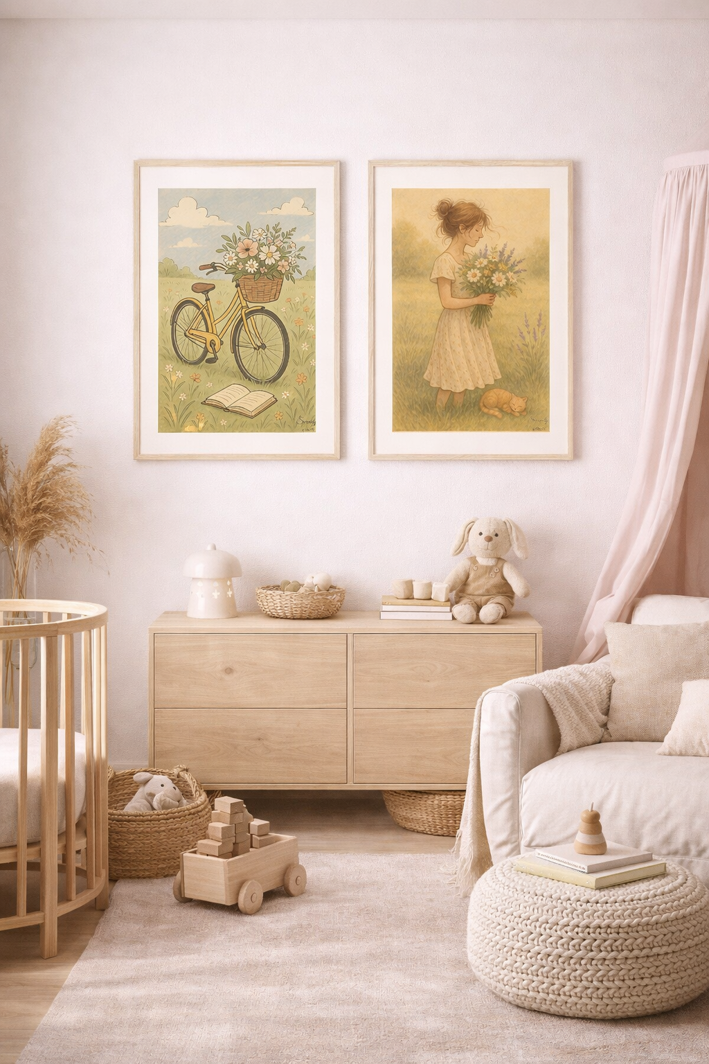 Serenity & Daisies: Whimsical children’s room Framed Poster