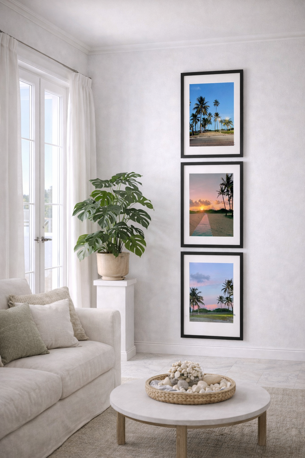 Serene Sunset Beach Path Framed Poster