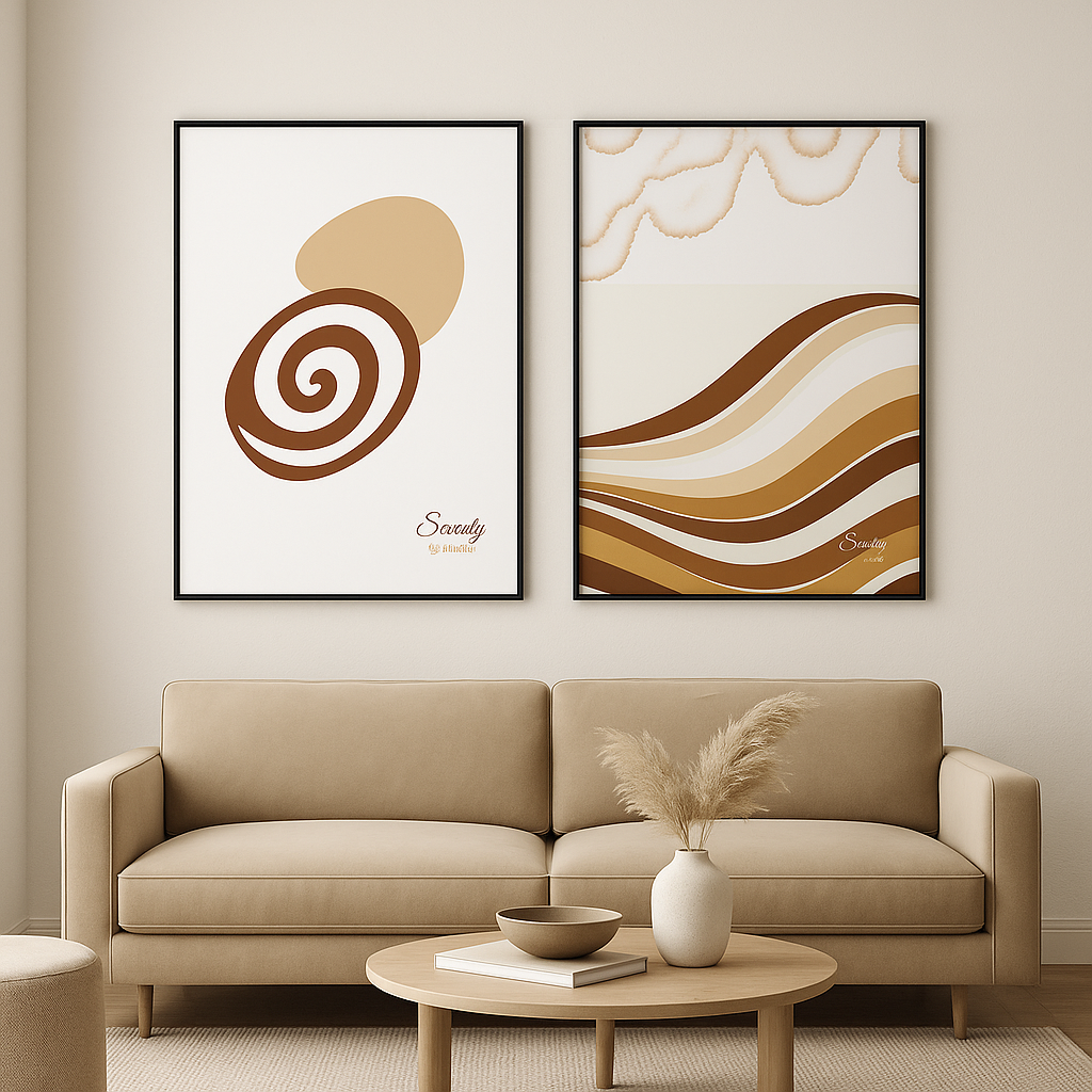 Abstract Coffee & Cream Swirl Art Poster