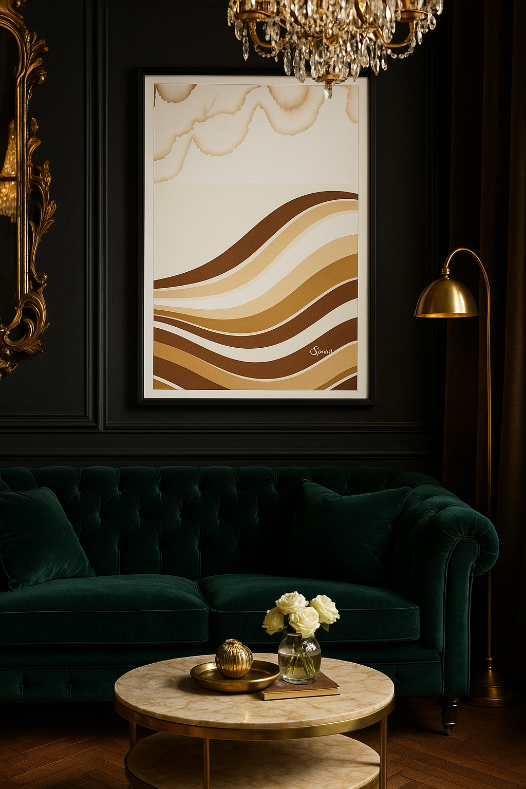 Abstract Coffee & Cream Swirl Art Poster